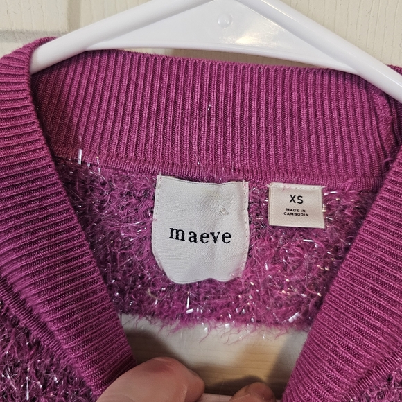 Maeve Anthro Violetta Tinsel Short Sleeve Pullover Sweater Open Back Mock Neck - Picture 5 of 8